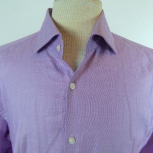 HUGO BOSS BLACK LABEL purple cotton SHARP FIT long sleeve  Shirt 16.5 L
